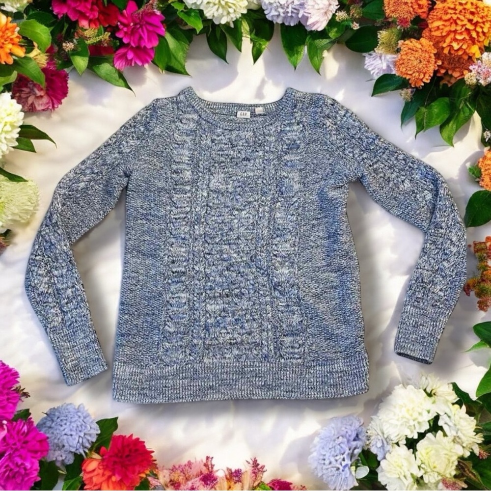 100% Cotton Gap for Good Sweater - Size Large, Pristine Cabincore - Blue & White - Picture 3 of 15